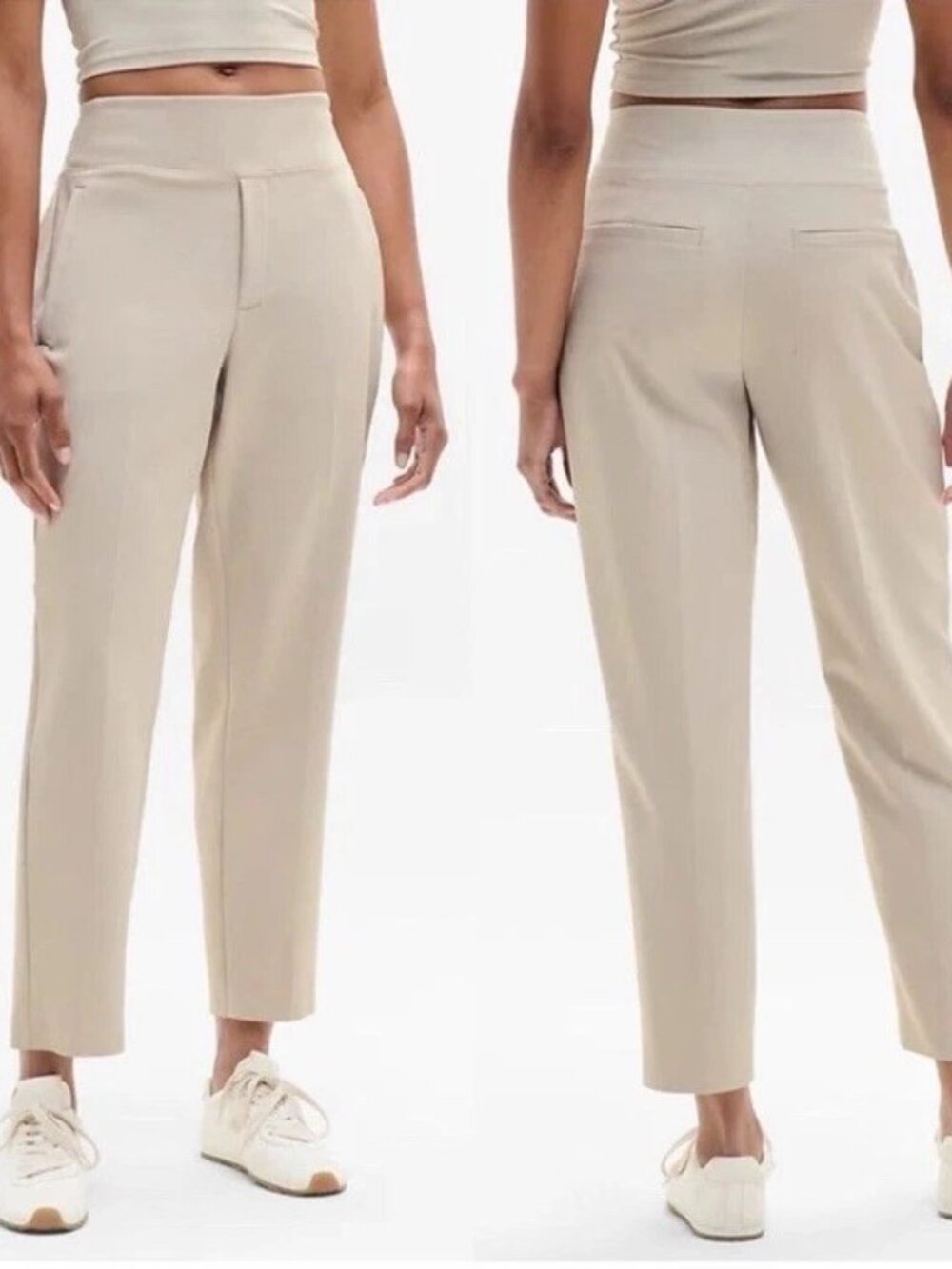 Athleta Endless High Rise Straight Leg Stretch Pants In Abalone Beige